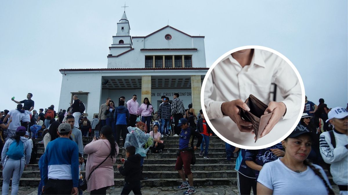 Cerro de Monserrate y persona con billetera vacía
