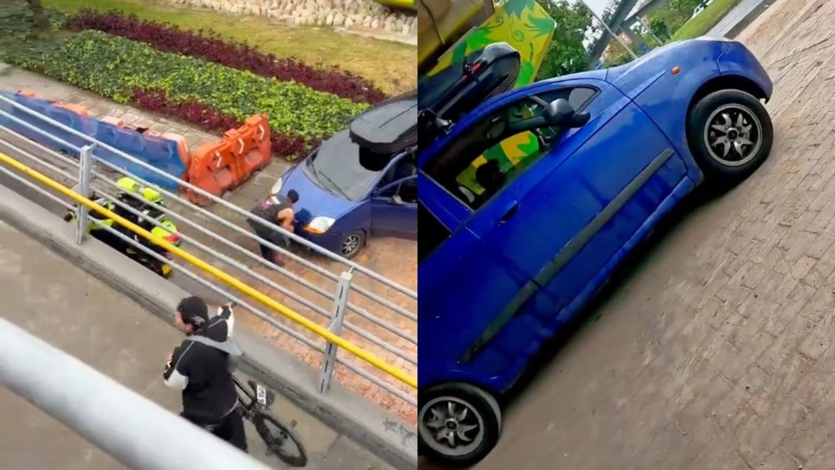 Carro que intentó subirse a puente peatonal