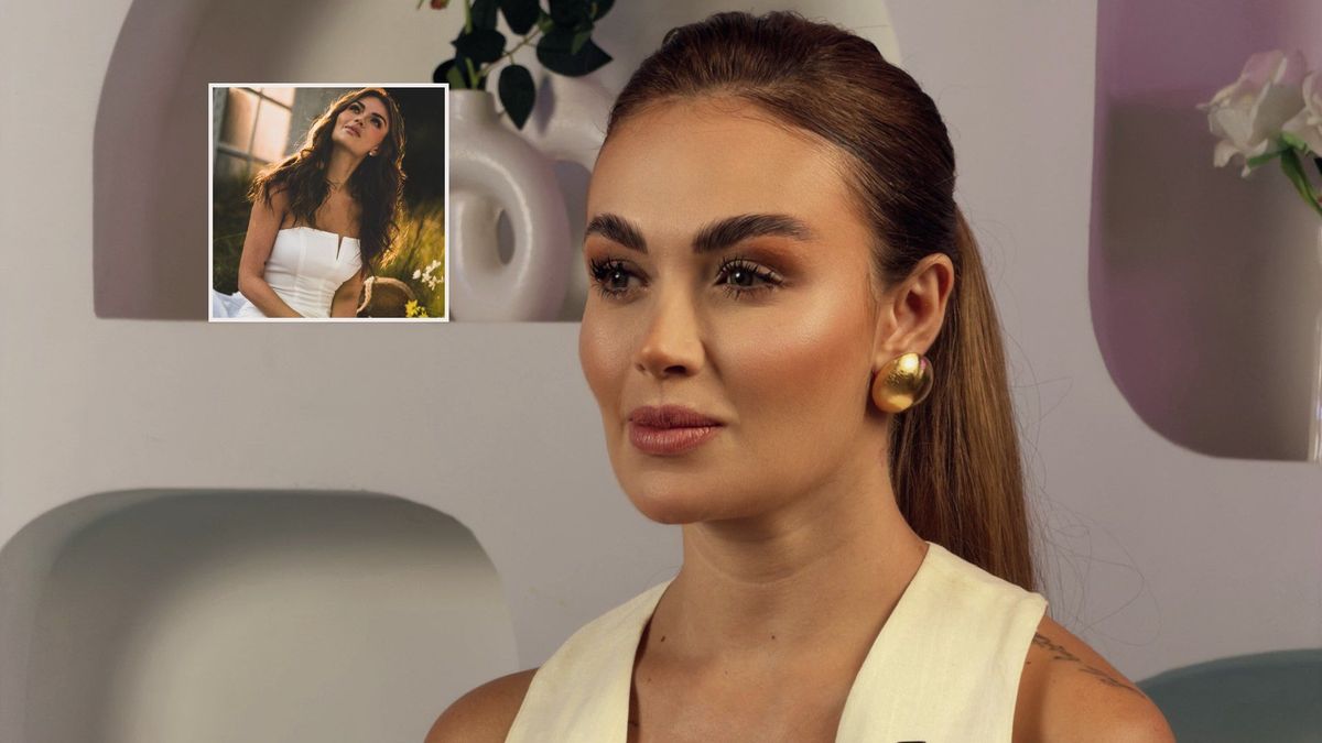 Sara Uribe y su foto con vestido de novia