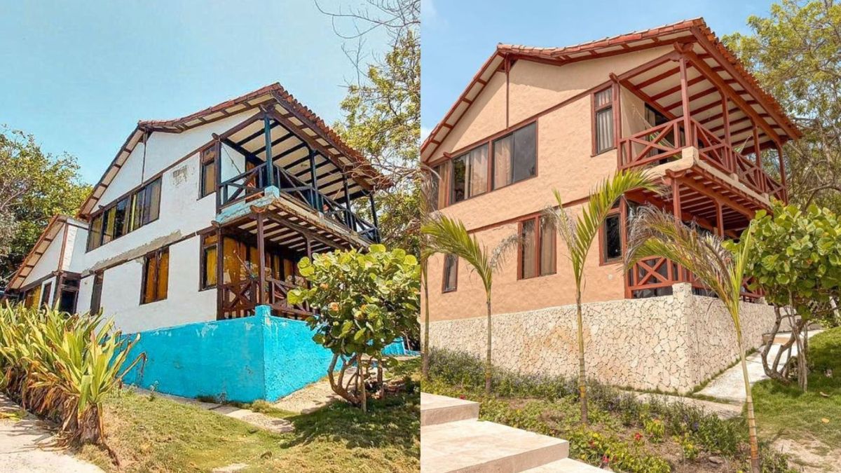Antes y después del predio Los Cocoteros