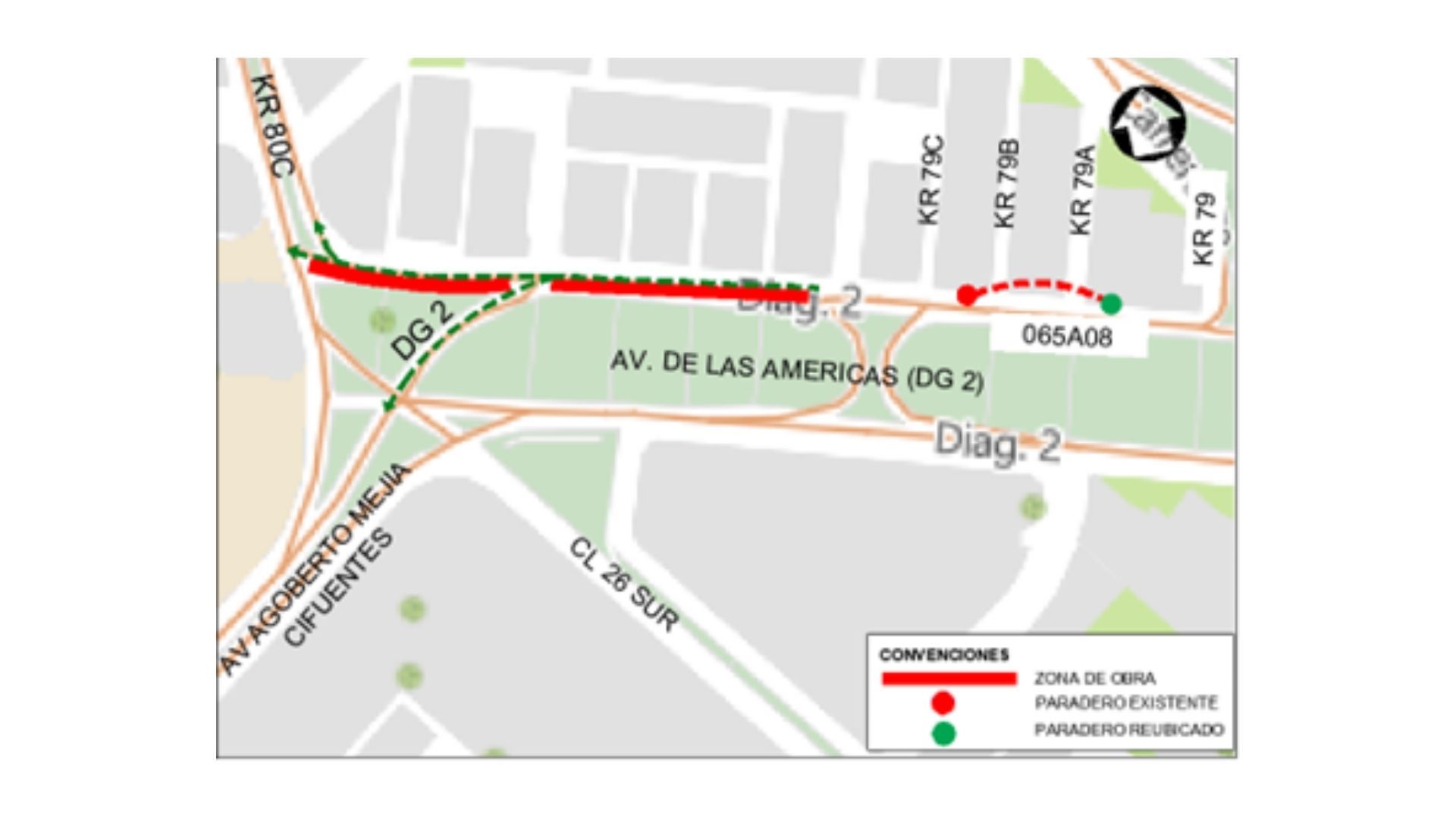 Cierre vial en la avenida Américas - Manejo de paradero transporte público