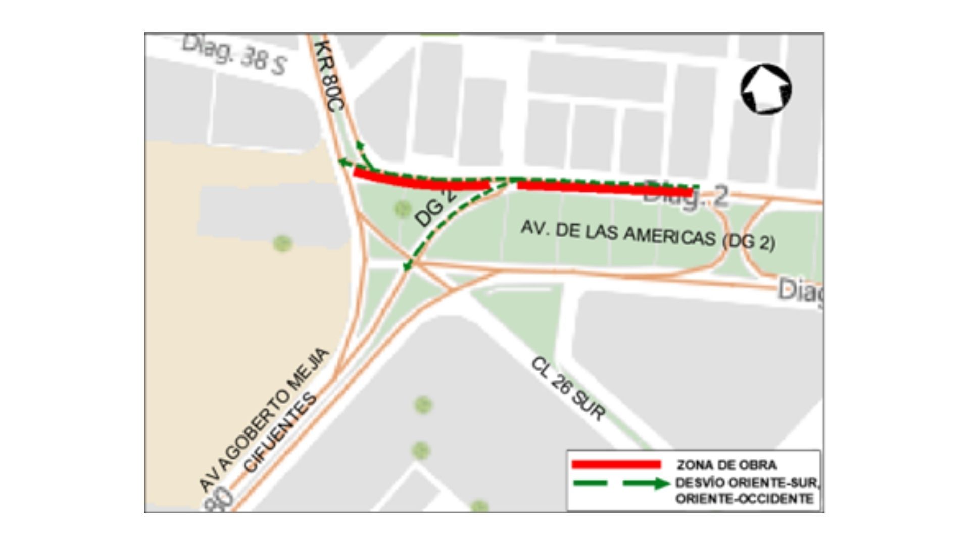 Cierre vial en la avenida Américas - Tránsito vehicular particular y transporte público