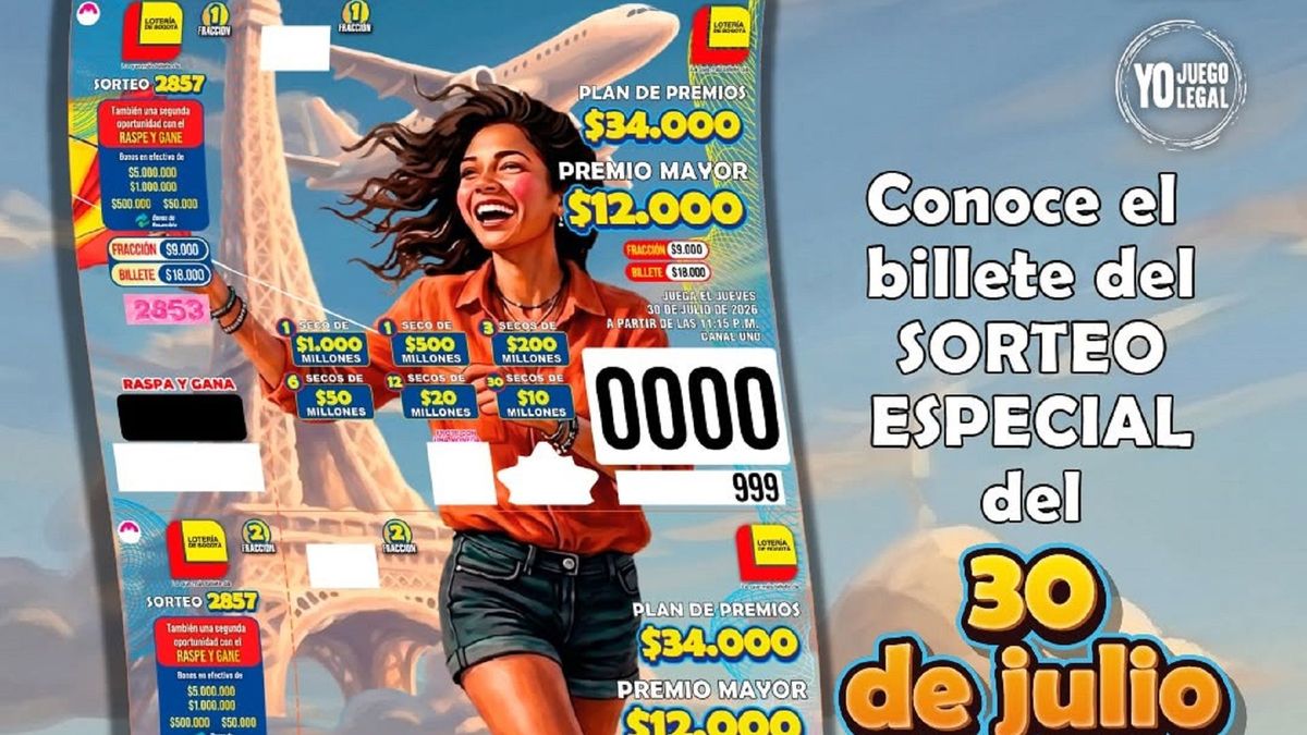 Billete Lotería de Bogotá julio 30 2026