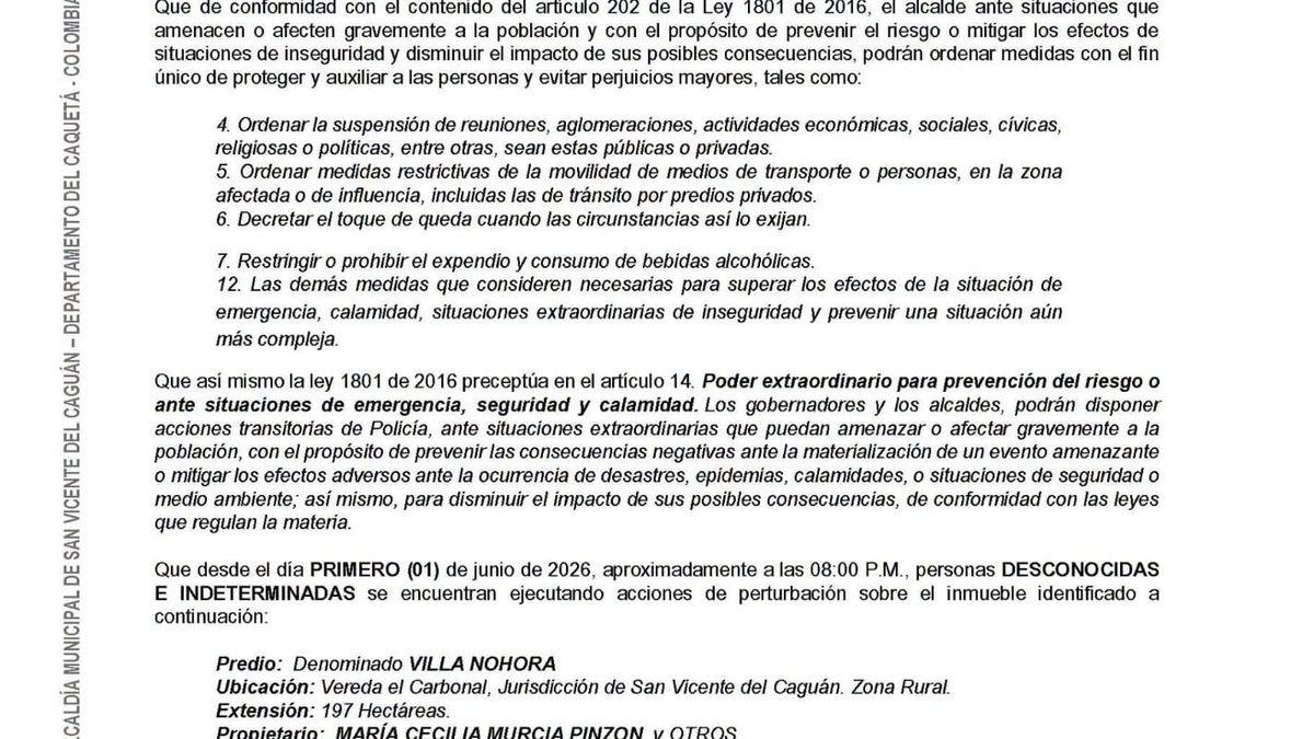 Decreto San Vicente del Caguán 2