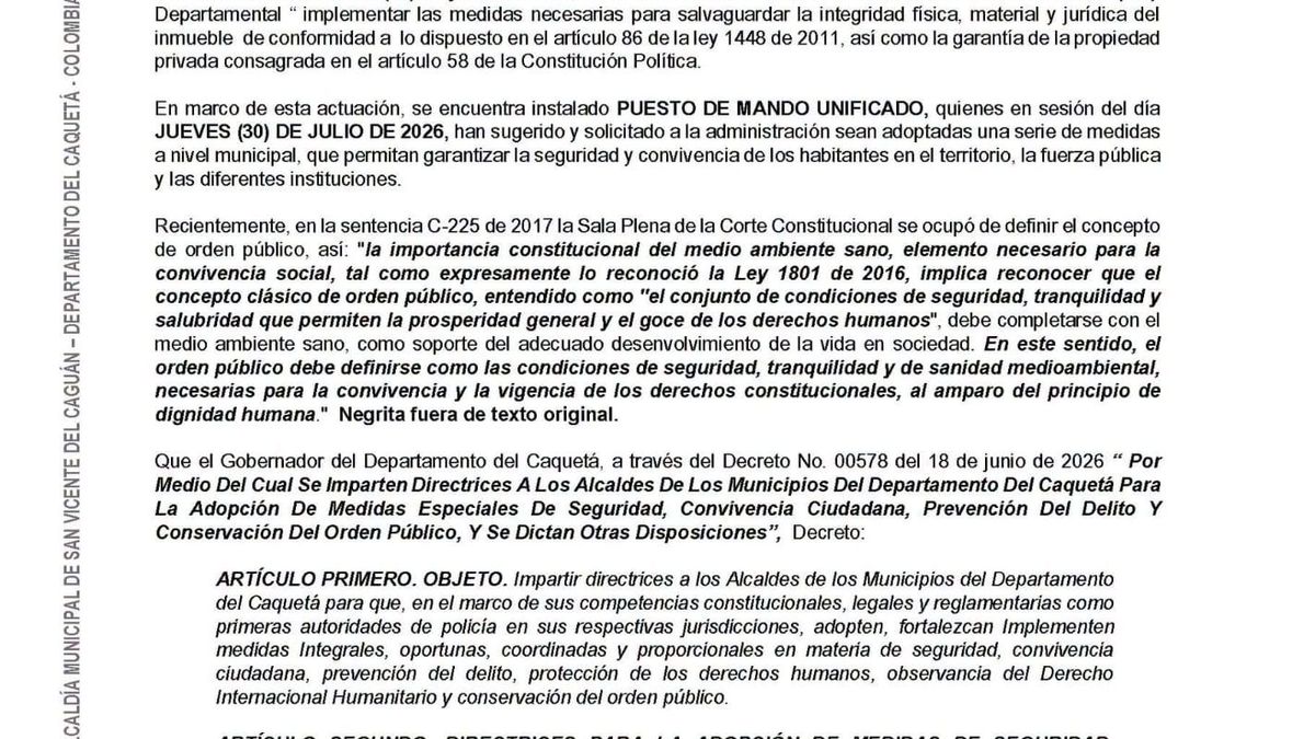 Decreto de San Vicente del Caguán 3