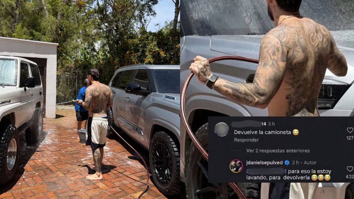 Ex de La Valdiri lavando camioneta