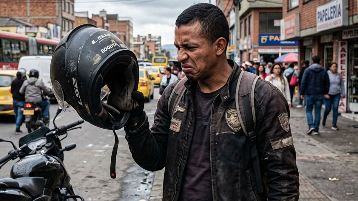 Cascos antihigiénicos en motos de Bogotá