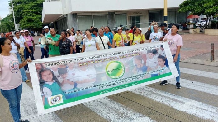 Manifestación de SINTRAHOINCOL en el Centro Histórico de Cartagena