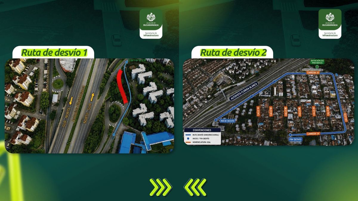 Desvíos obras Diamante 2 Bucaramanga