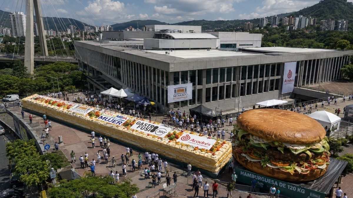 Torta y hamburguesa gigante en Bucaramanga