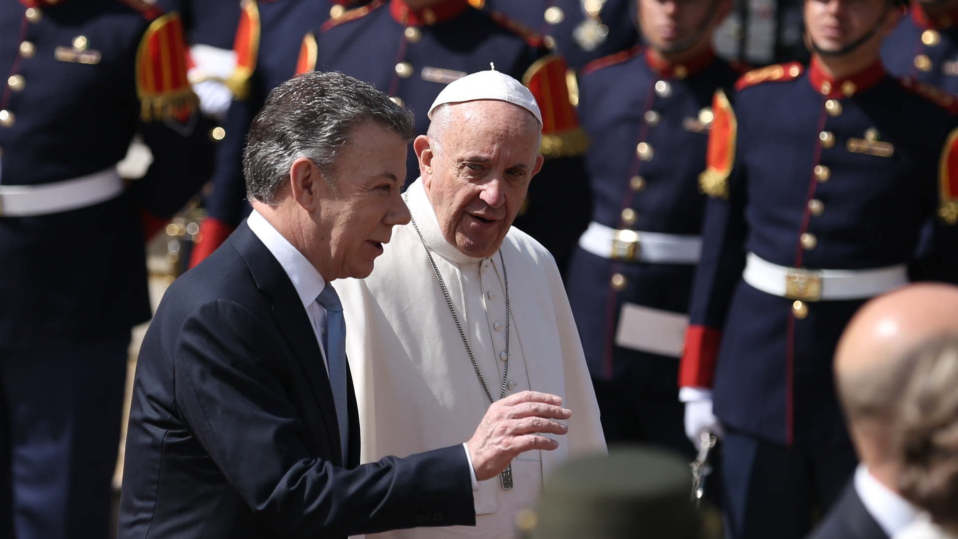 El encuentro del papa Francisco con el entonces presidente Juan Manuel Santos. 7 de septiembre de 2017