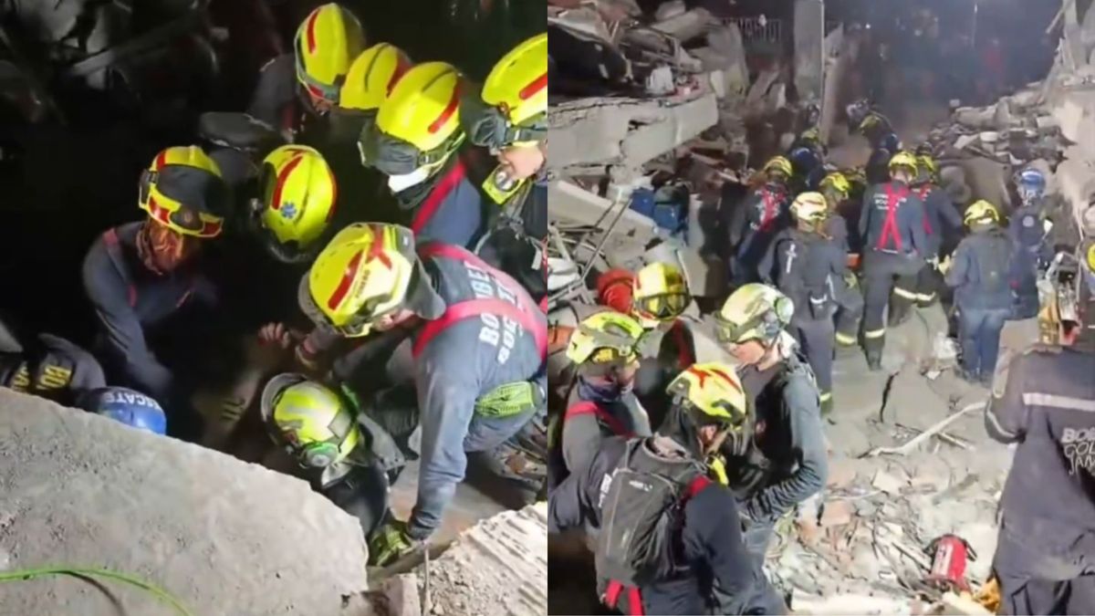 Bomberos de Bogotá rescatan a un hombre en Cali