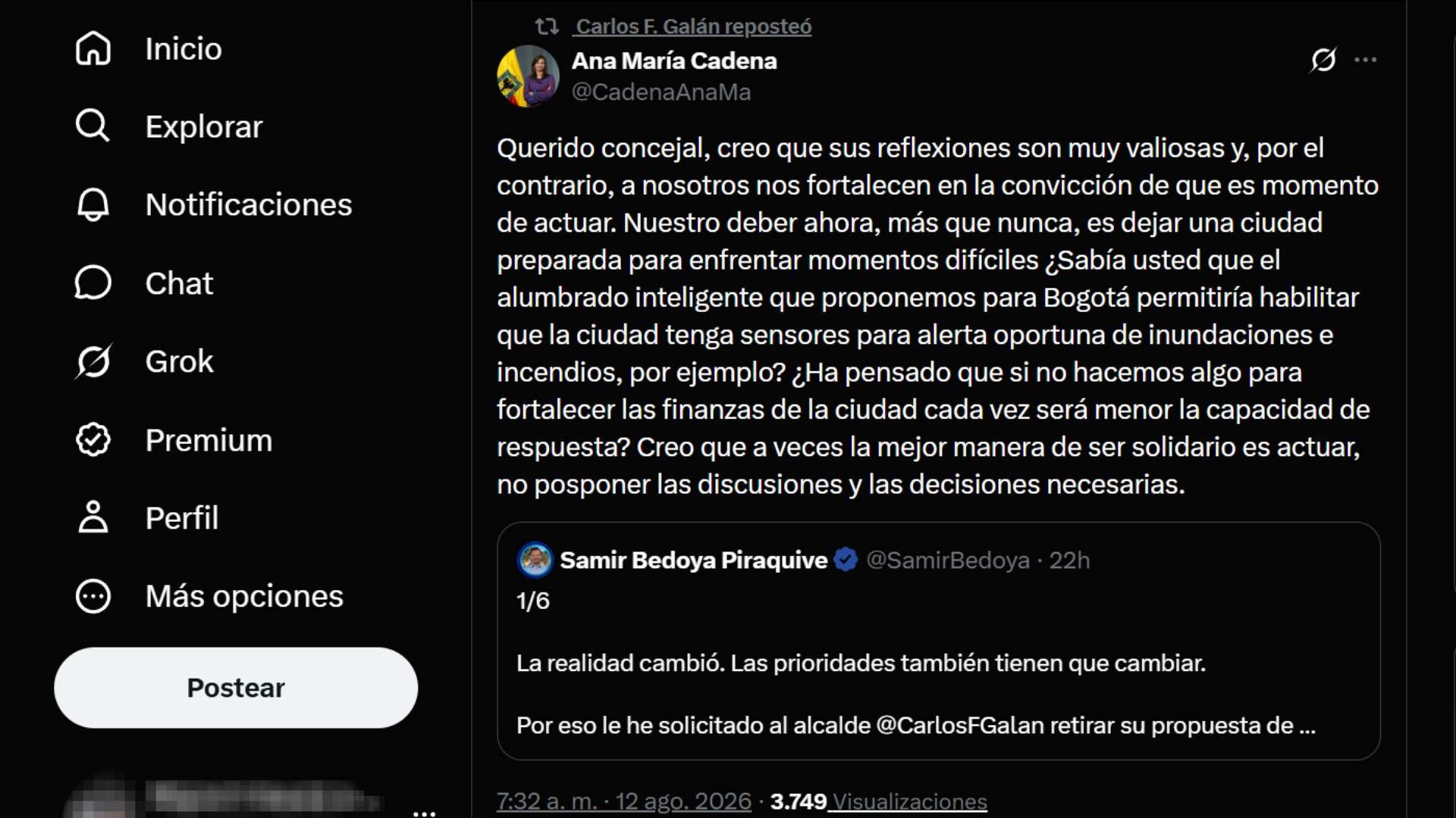 Secretaría de Hacienda responde a propuesta de retirar la reforma tributaria de Bogotá.