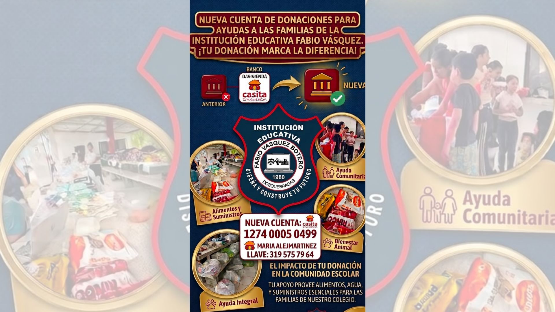 Nueva cuenta para realizar donaciones a las familias