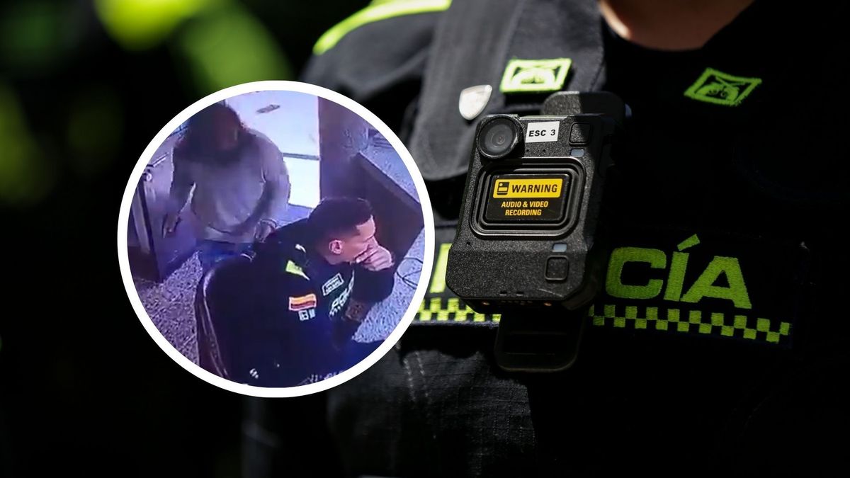 Policía y cámara de seguridad del caso