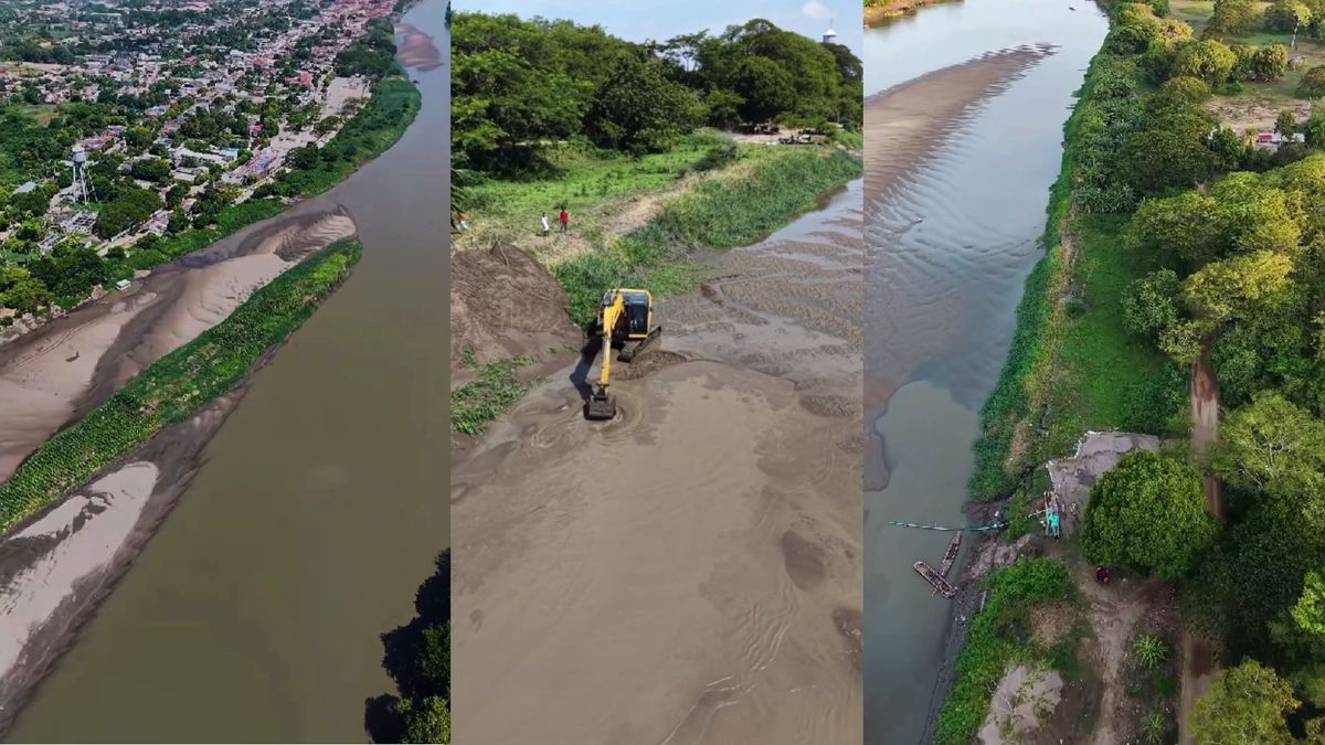 Obras de dragado en el brazo del río Magdalena a la altura del municipio de Mompox