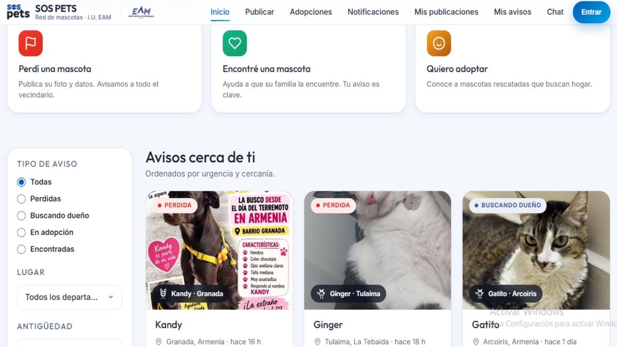 SOS Pets ayuda a hacer match para que dueños de mascotas extraviadas puedan encontrarlas