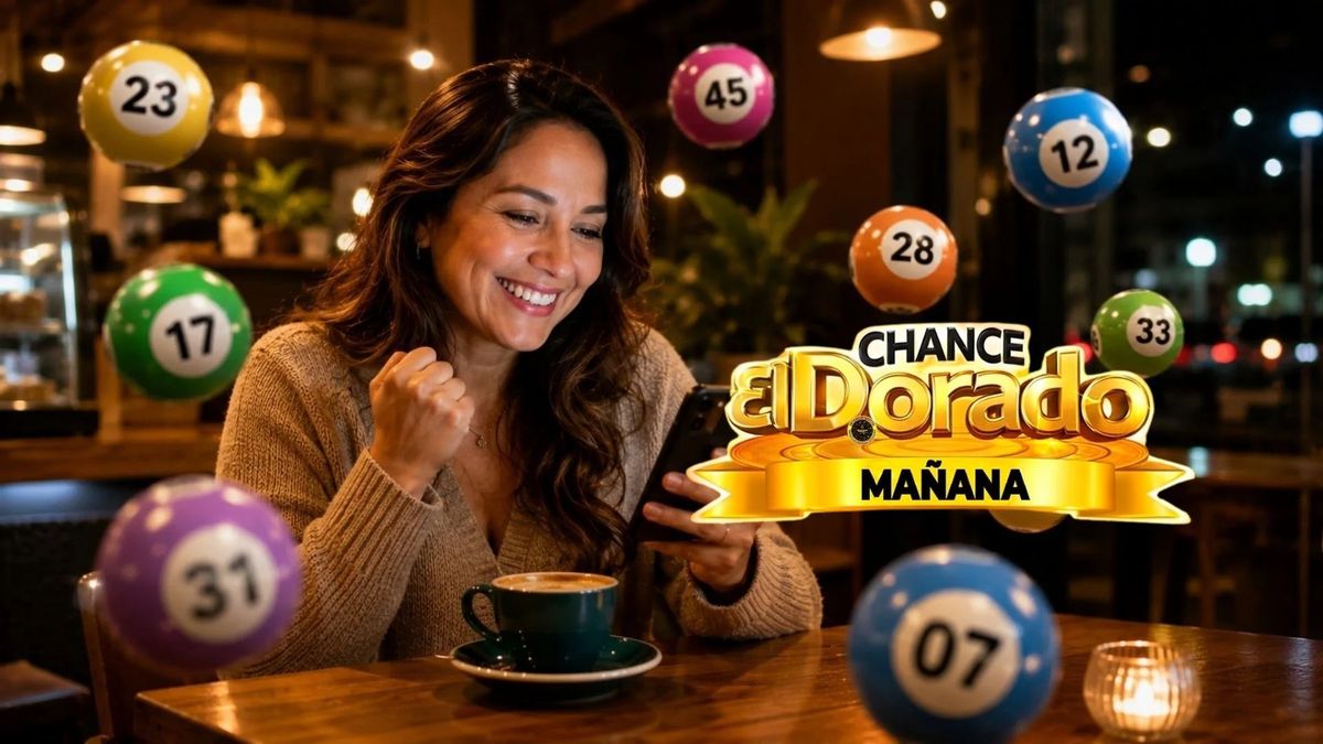 Ganadora del sorteo y logo de chance Dorado
