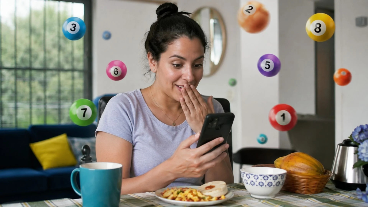 Mujer sorprendida que se ganó la lotería