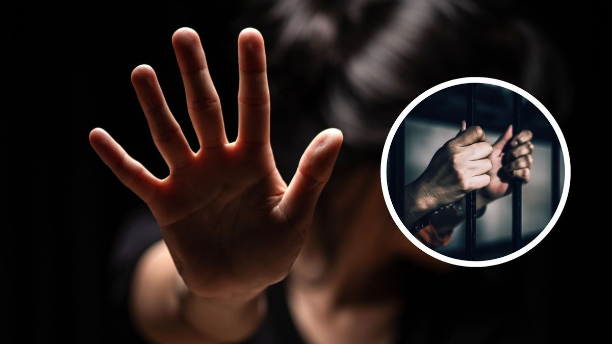 Mujer agredida y persona en la cárcel
