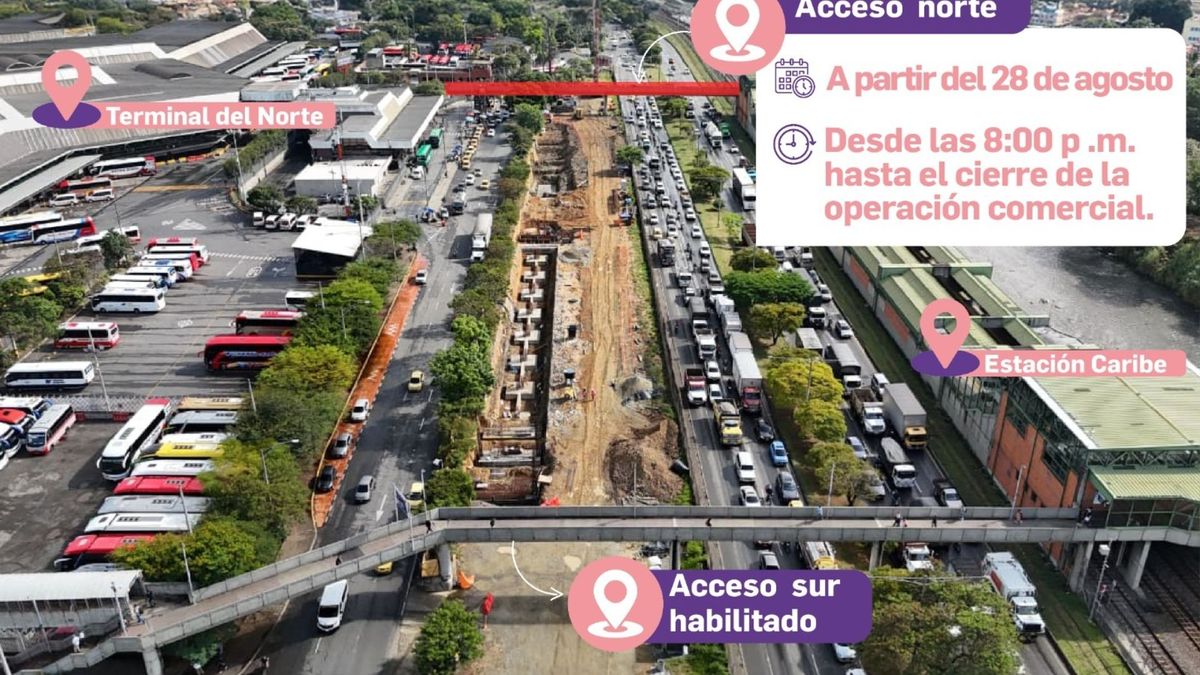 Mapa de acceso al metro desde la estación Caribe