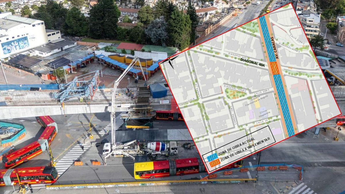 Cierre en la avenida Caracas por obras del metro de Bogotá.