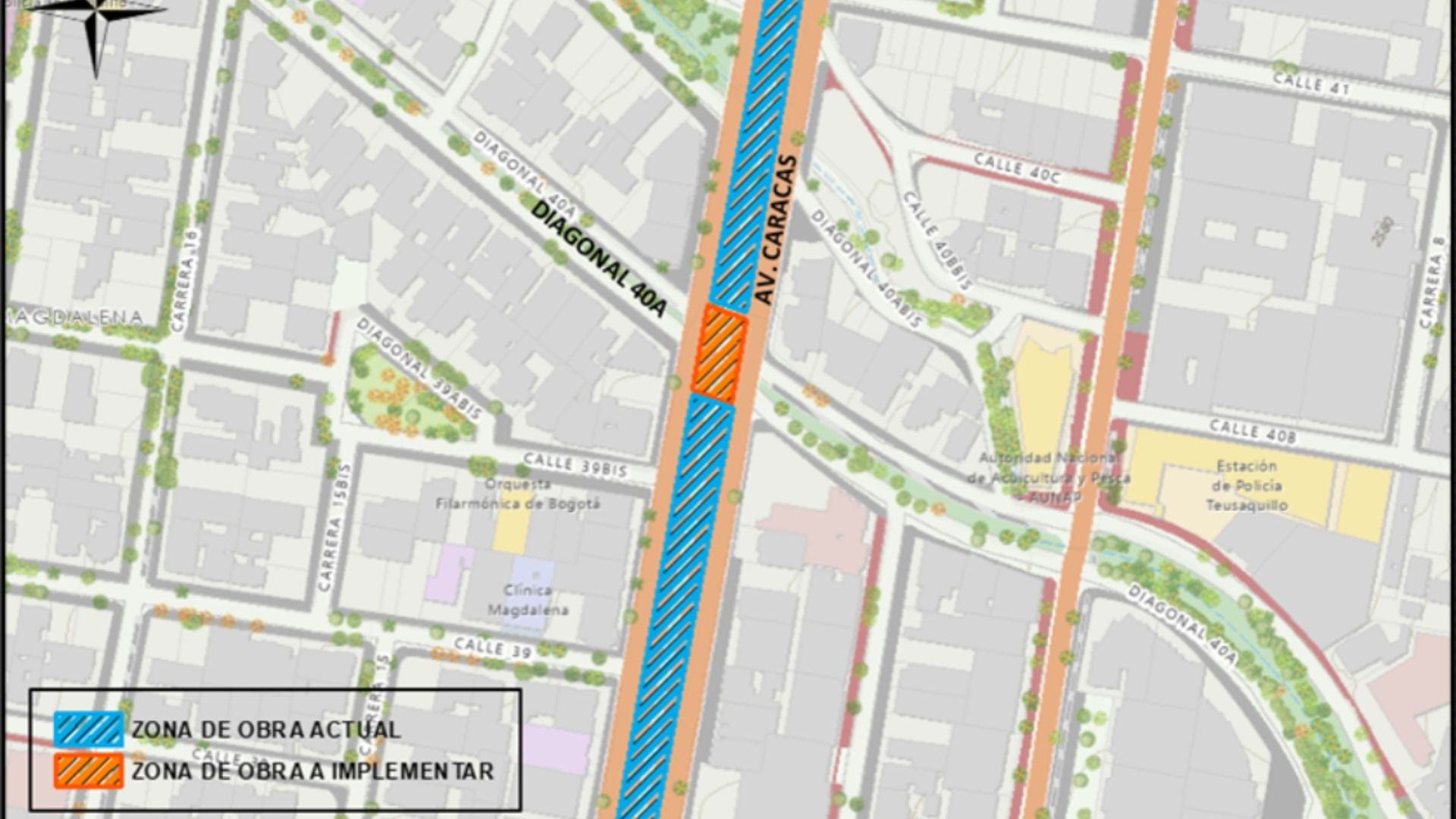 Cierre en la avenida Caracas con diagonal 40A