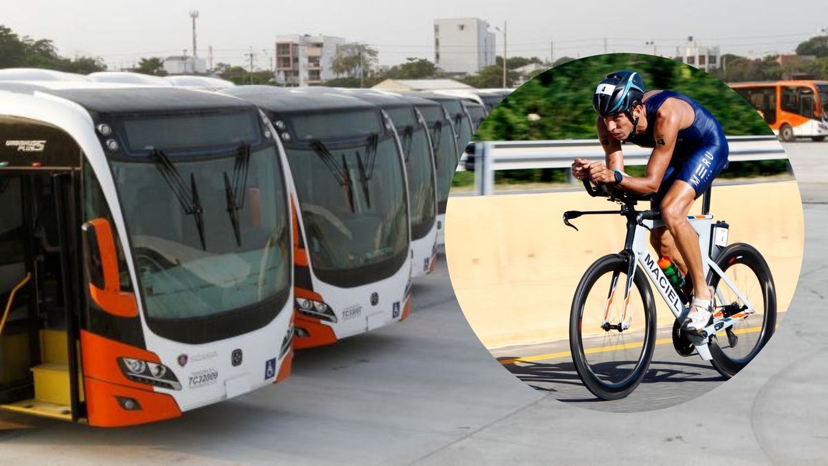 Buses de TransCaribe - atleta del Ironman