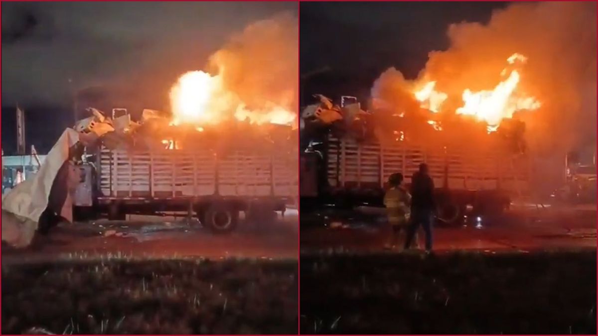 Incendio de camión en Fontibón.