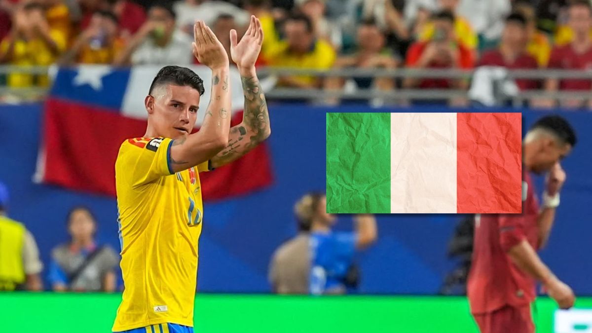 James Rodríguez y bandera de Italia