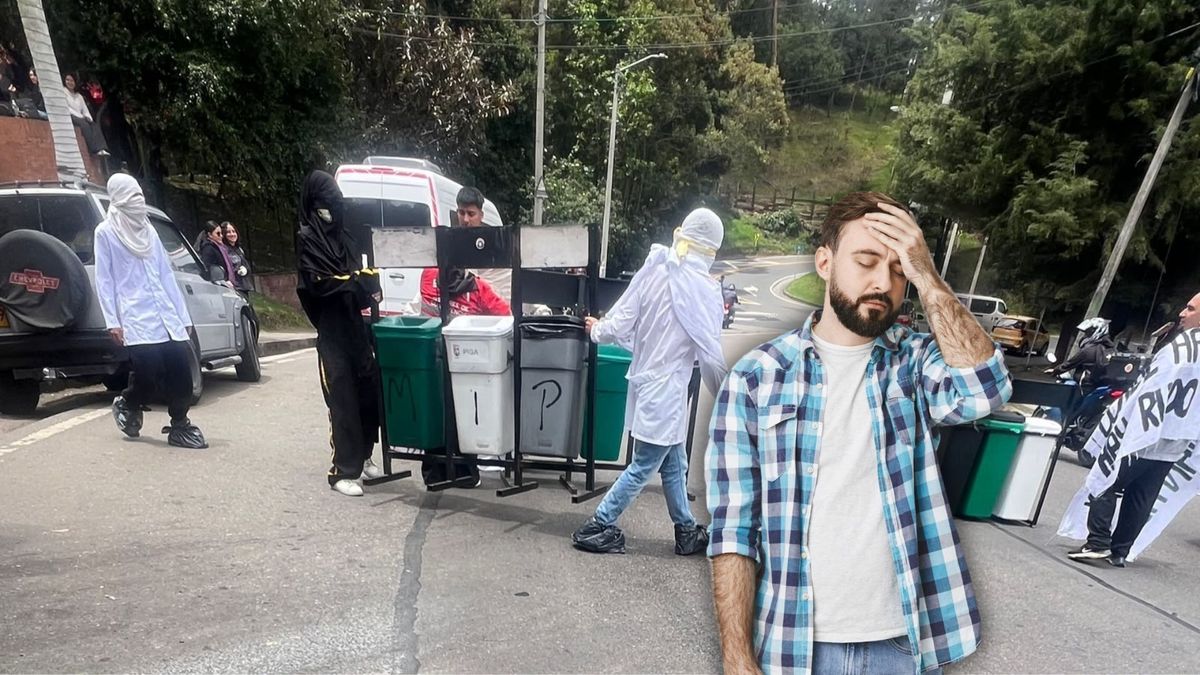 Bloqueo de manifestantes y ciudadano estresado