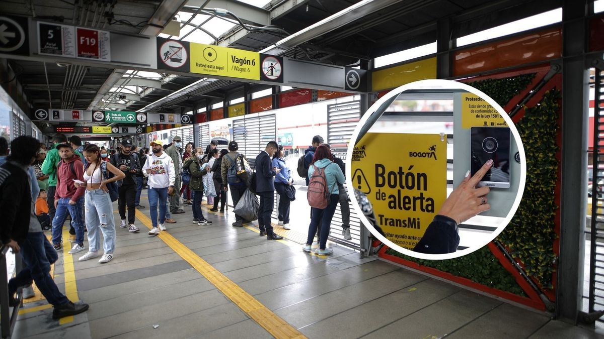 Estación de TransMilenio y botón de Alerta