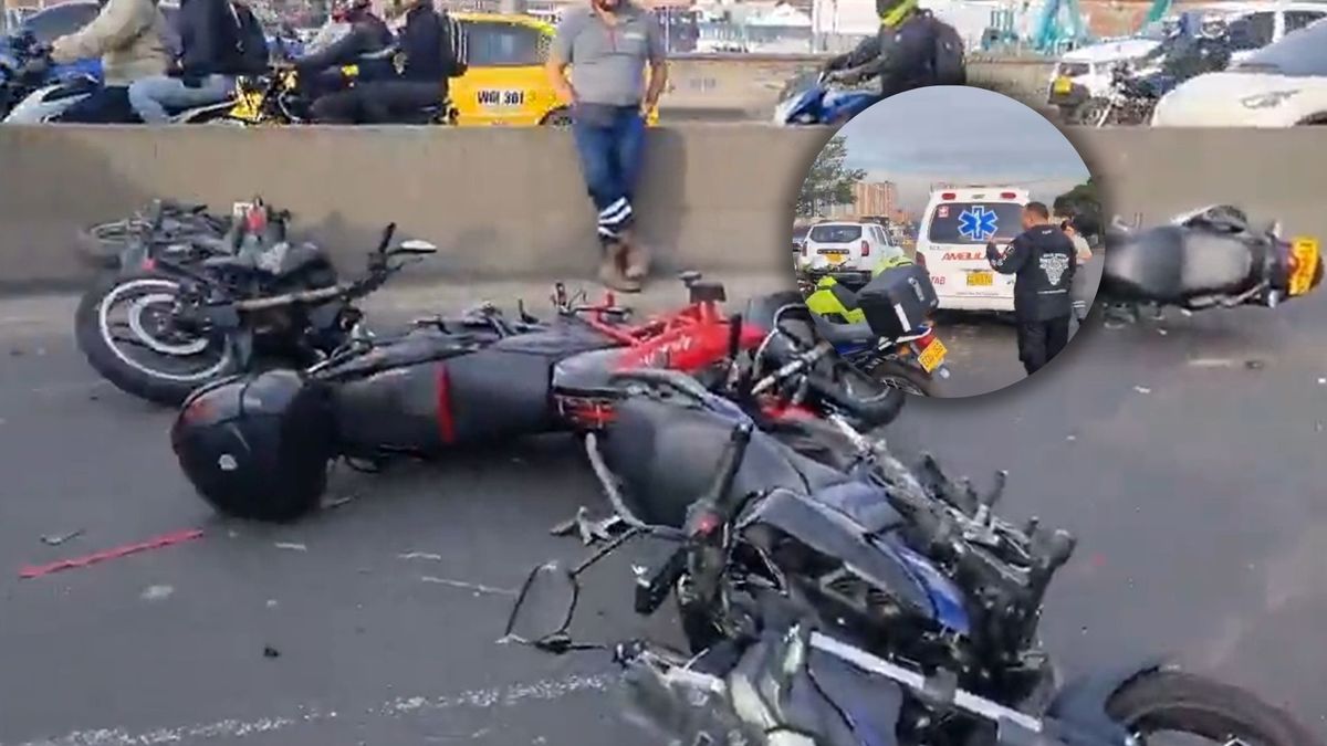 Choque de cinco motociclistas en Puente Aranda