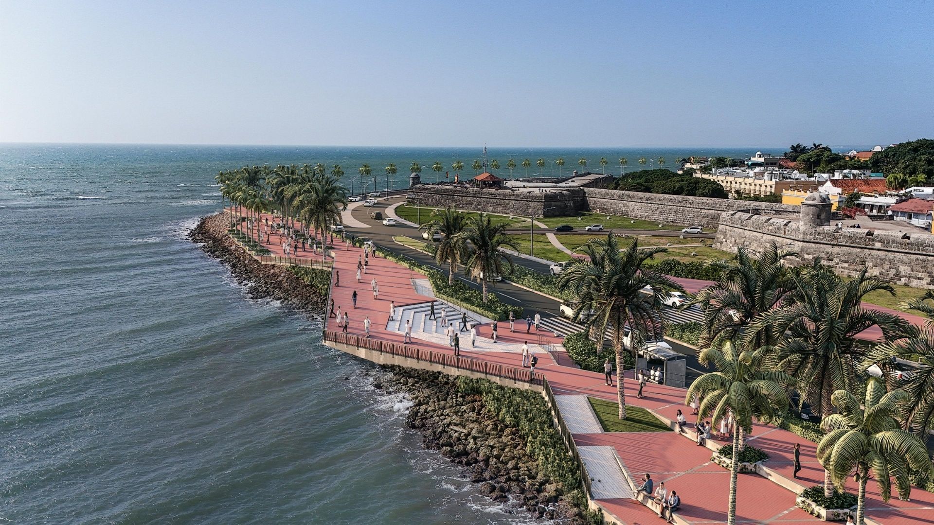 Malecón del Mar desde el Centro Histórico de Cartagena hasta Bocagrande