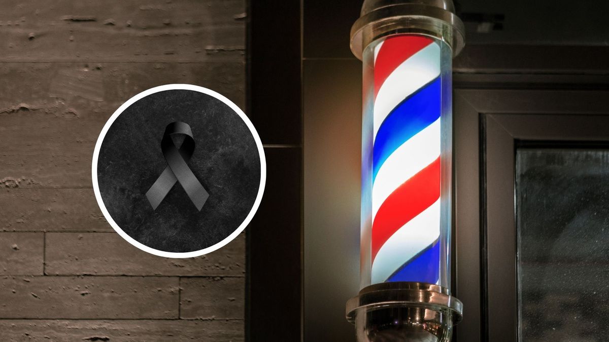 Cinta de luto y aviso de barbería