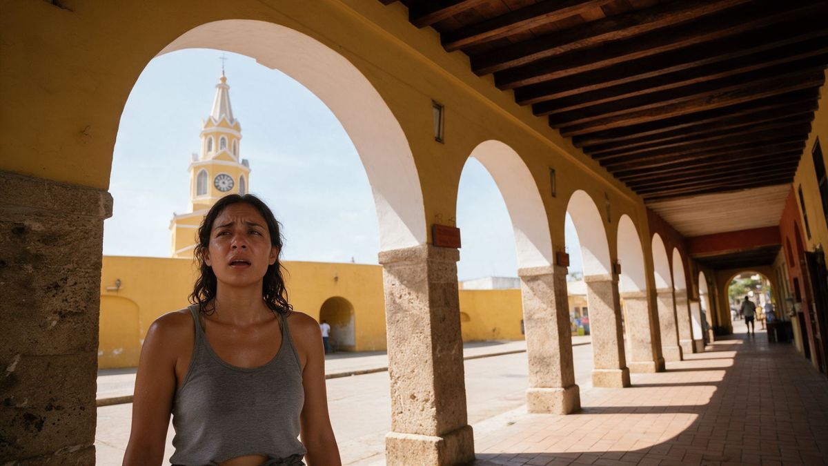 Centro histórico de Cartagena - mujer con calor