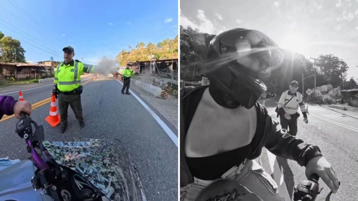 Motociclista huyendo de la policía