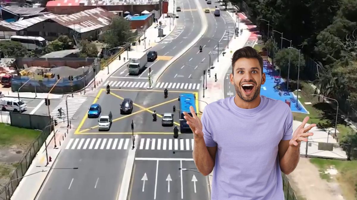 Obra de la calle 63 y ciudadano entusiasmado