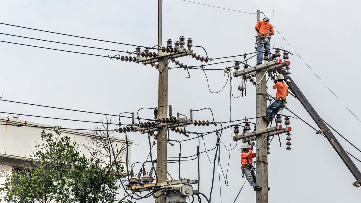Técnicos reparando redes de energía