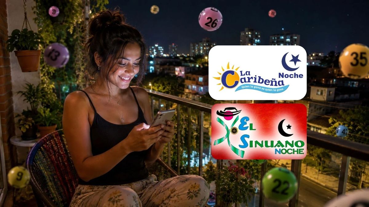 Mujer revisando su celular - logos de La Caribeña y El Sinuano Noche