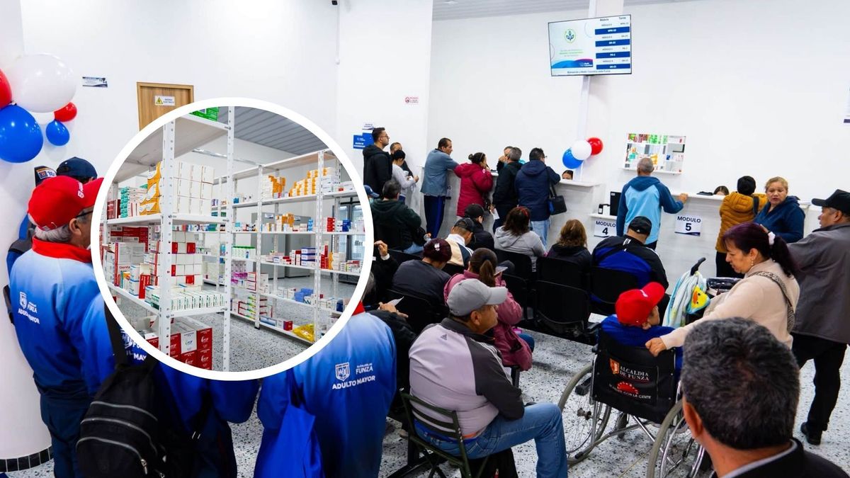Medicamentos y pacientes en sala de espera