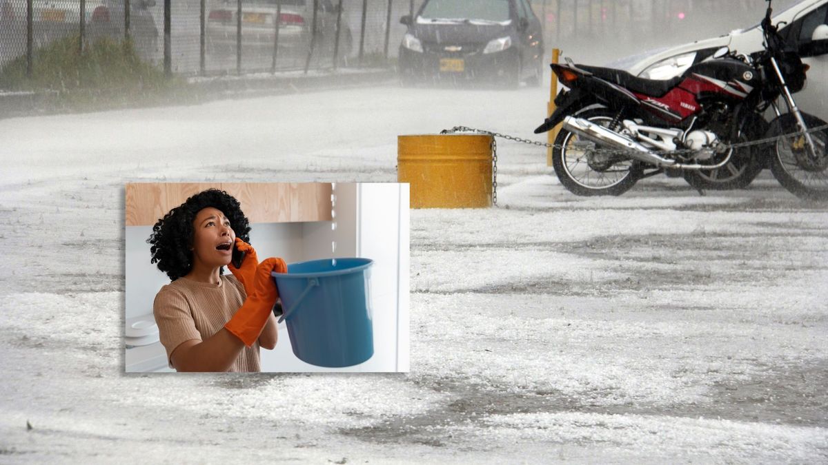 Granizada en Bogotá y mujer con gotera en su casa