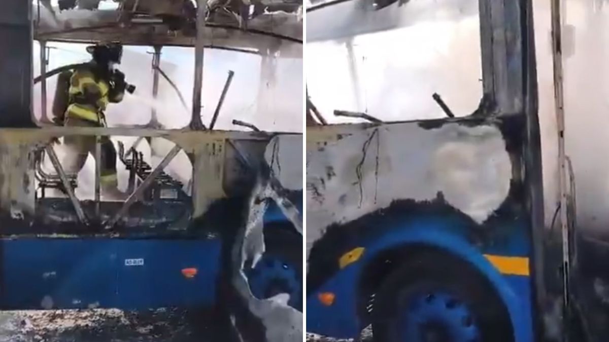 Bus del SITP envuelto en llamas