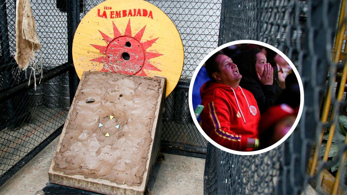 Cancha de tejo e hinchas de Colombia