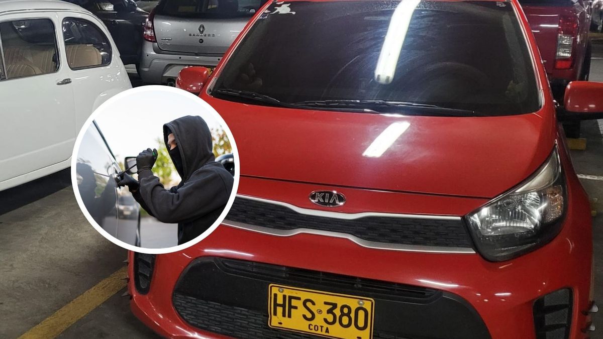Carro rojo robado y ladrón de carros