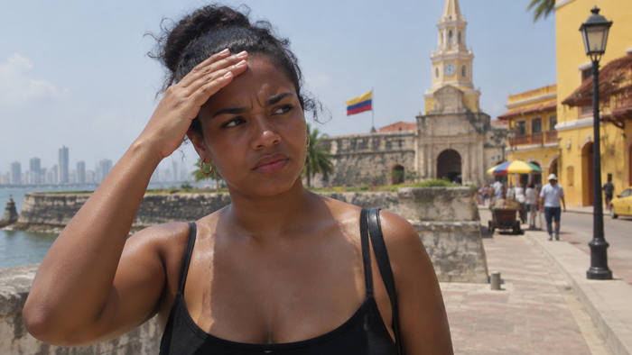 Mujer en Cartagena con calor