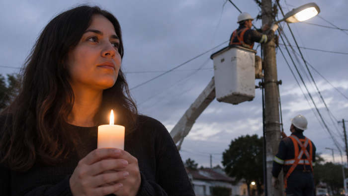 Mujer con una vela - técnicos de luz