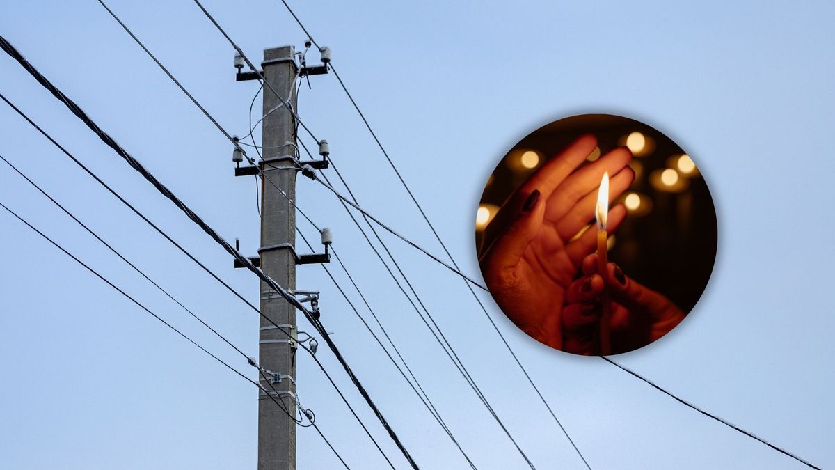 Poste de luz y alumbrado con vela