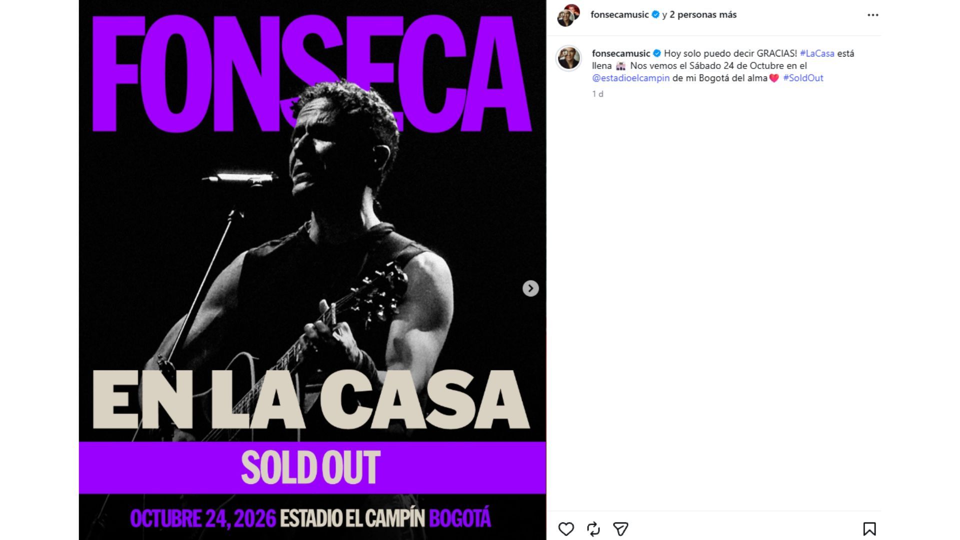 ¿Dónde sería el concierto de Fonseca si sale de El Campín?