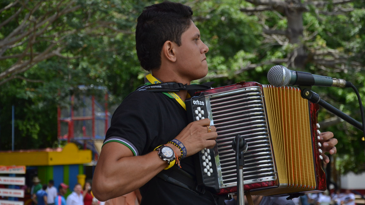 Hombre tocando acordeón